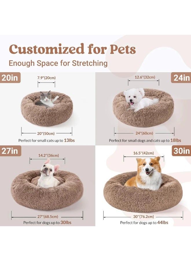 HousLife Cat Bed Plush Donut Cat Bed 40x40CM Soft Fluffy Round Pet Bed, Calming Self Warming Cat Bed Machine Washable with Non Slip Waterproof Bottom for Indoor Cats Small Dogs - Image 5
